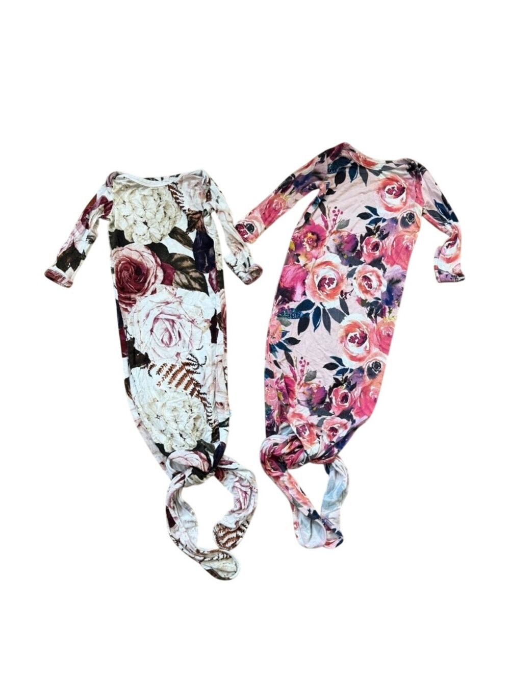Posh Peanut Size 0-3 Month Bamboo Gown Pink Baby One Piece Lot of 2